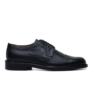 Derby in Black Leather with Brogue Details
