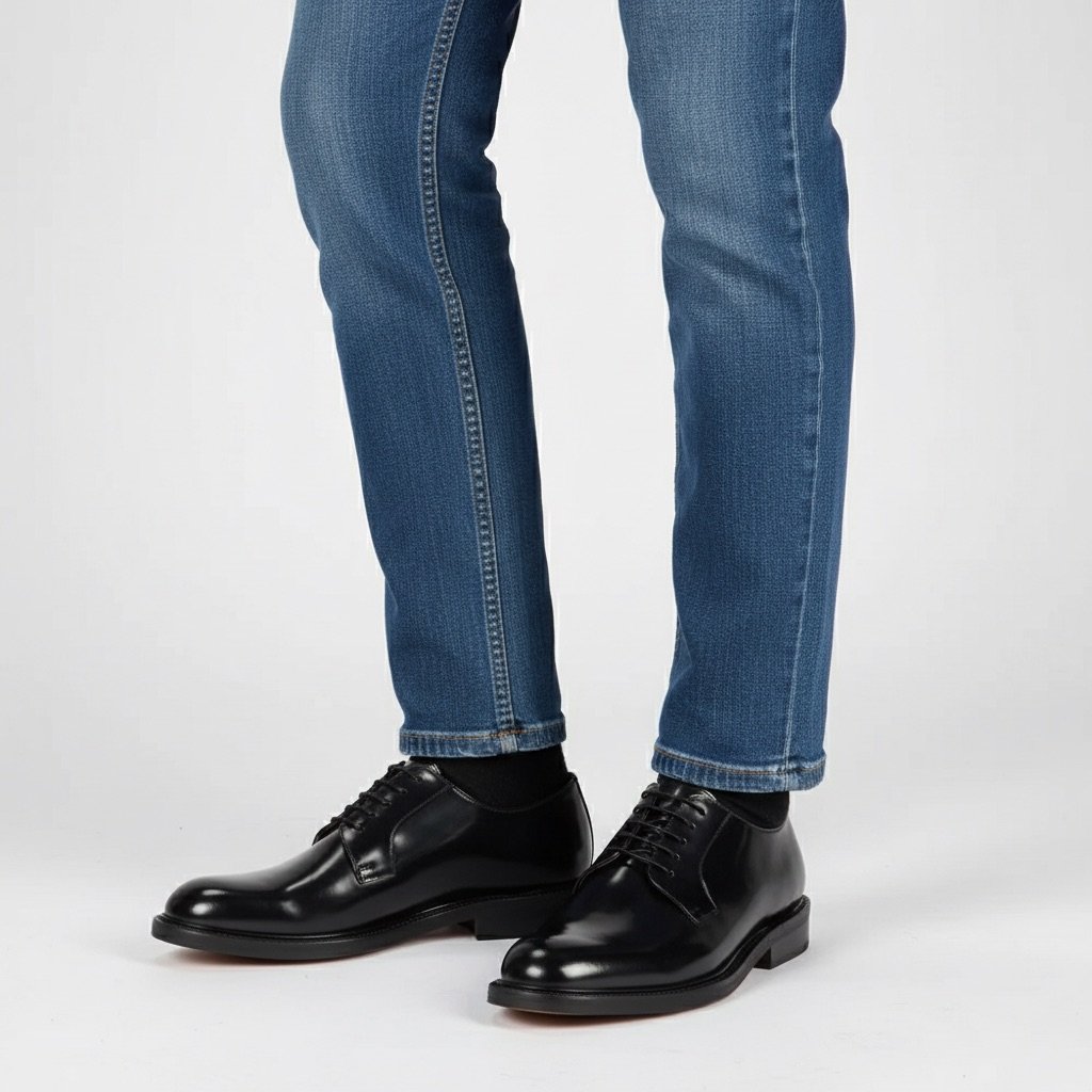 Derby in Brushed Leather Black - immagine 3