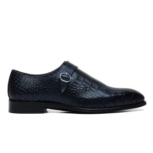 Monk Strap Single Buckle with Crocodile Print