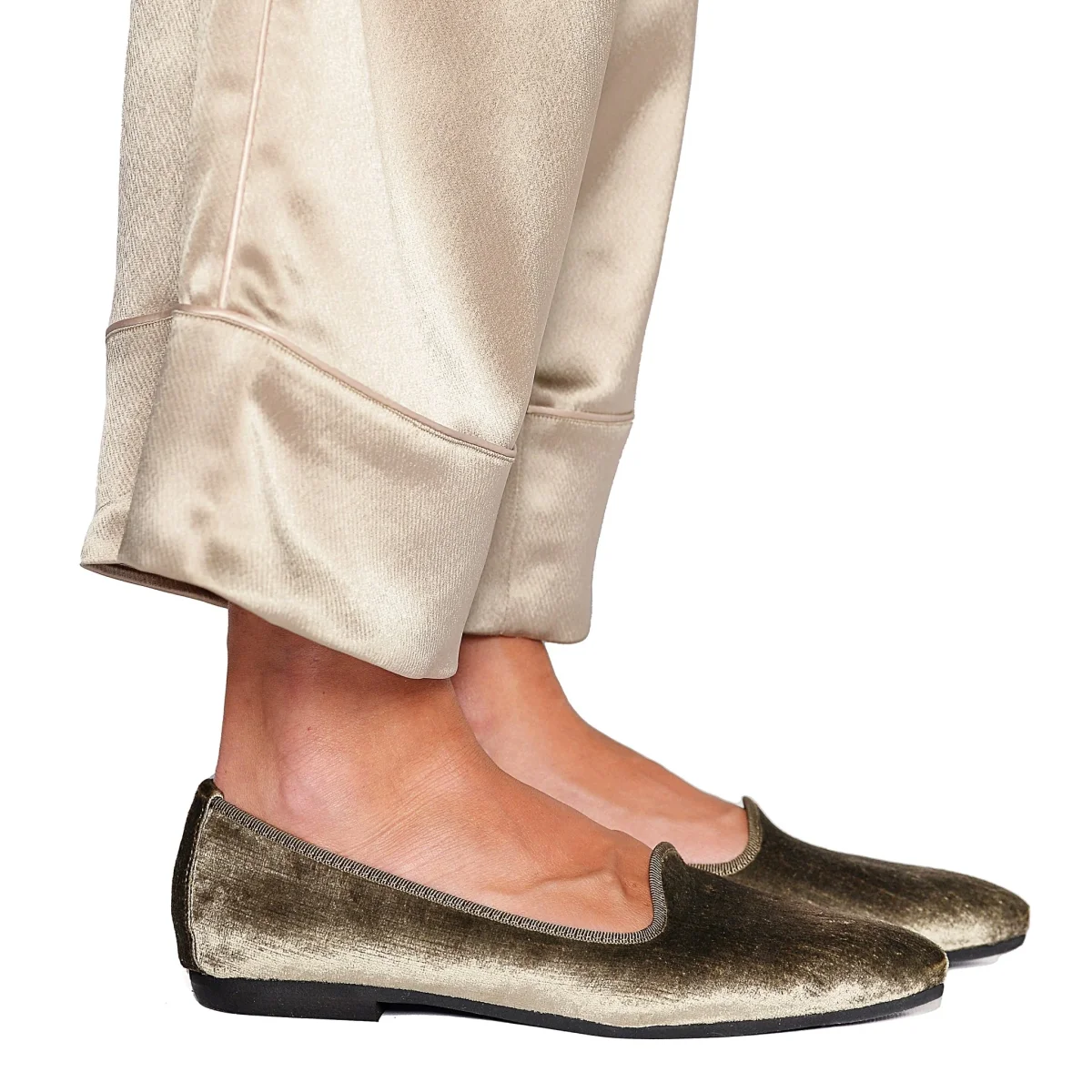 Scarpetta Flavia velluto perla talpa - immagine 2